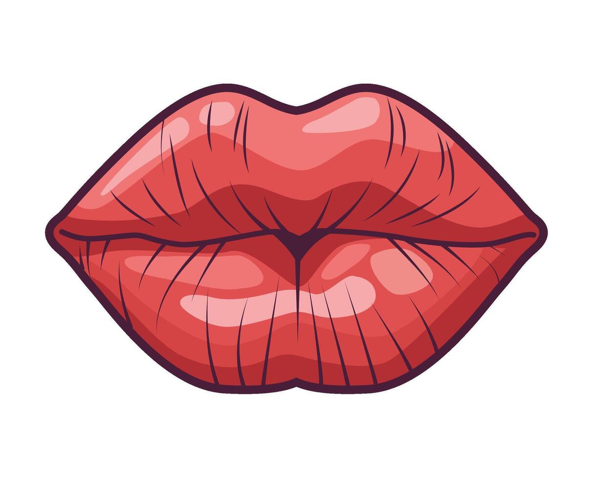 A red lips with a white background vector