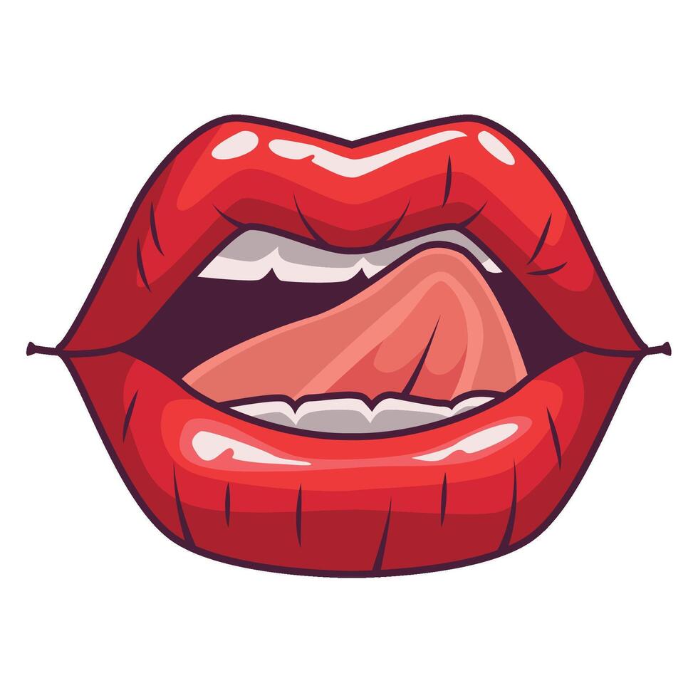 A red woman's mouth with open teeth vector
