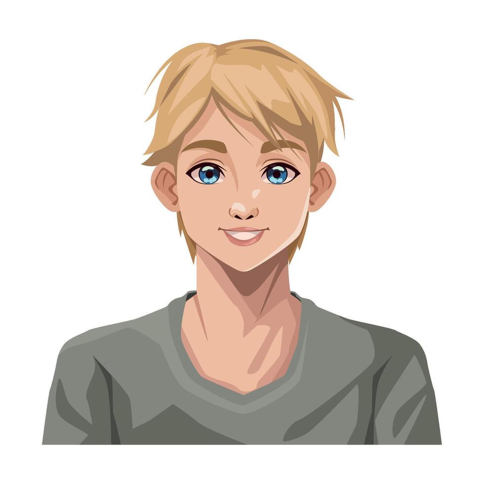 A cartoon boy with blonde hair and blue eyes vector