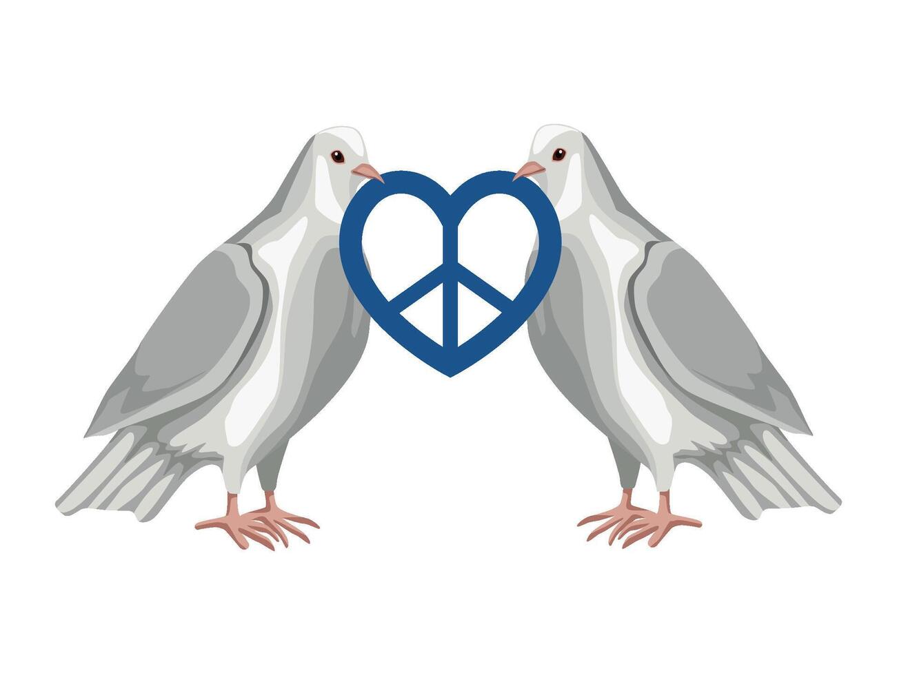 Two white pigeons holding a peace sign vector