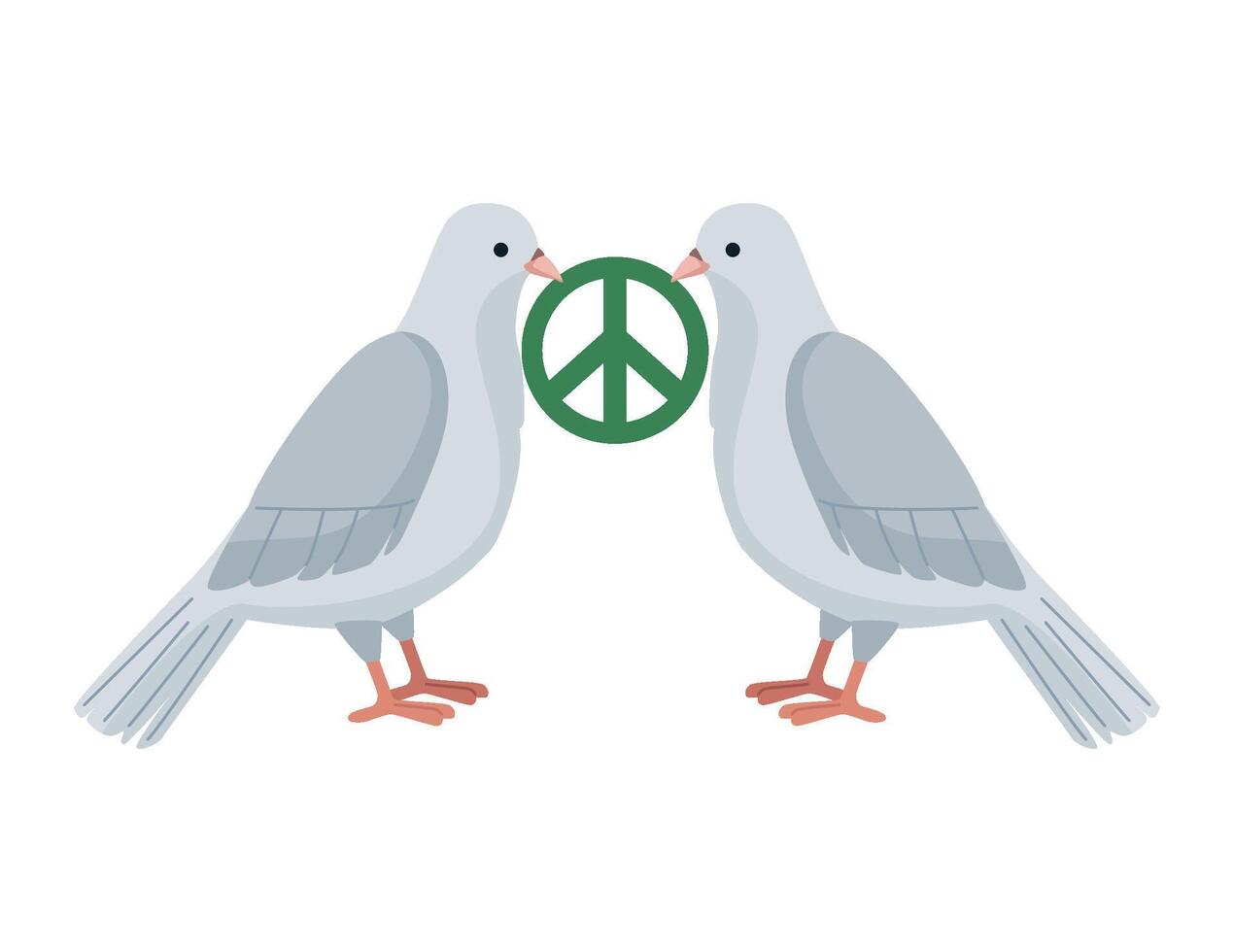 Two pigeons with peace sign in their beaks vector