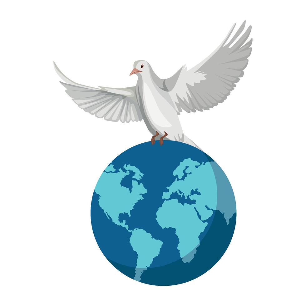 A white dove flying over the earth vector