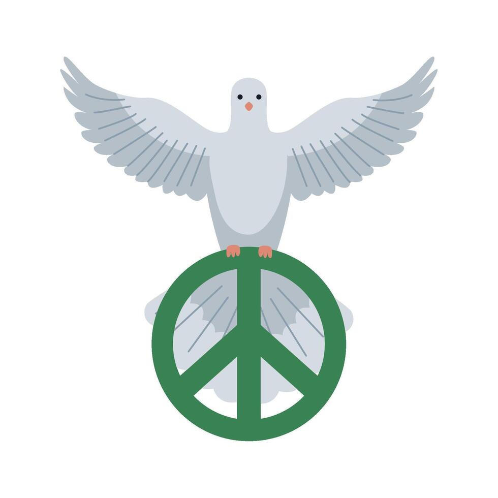 A dove with wings and a peace sign vector