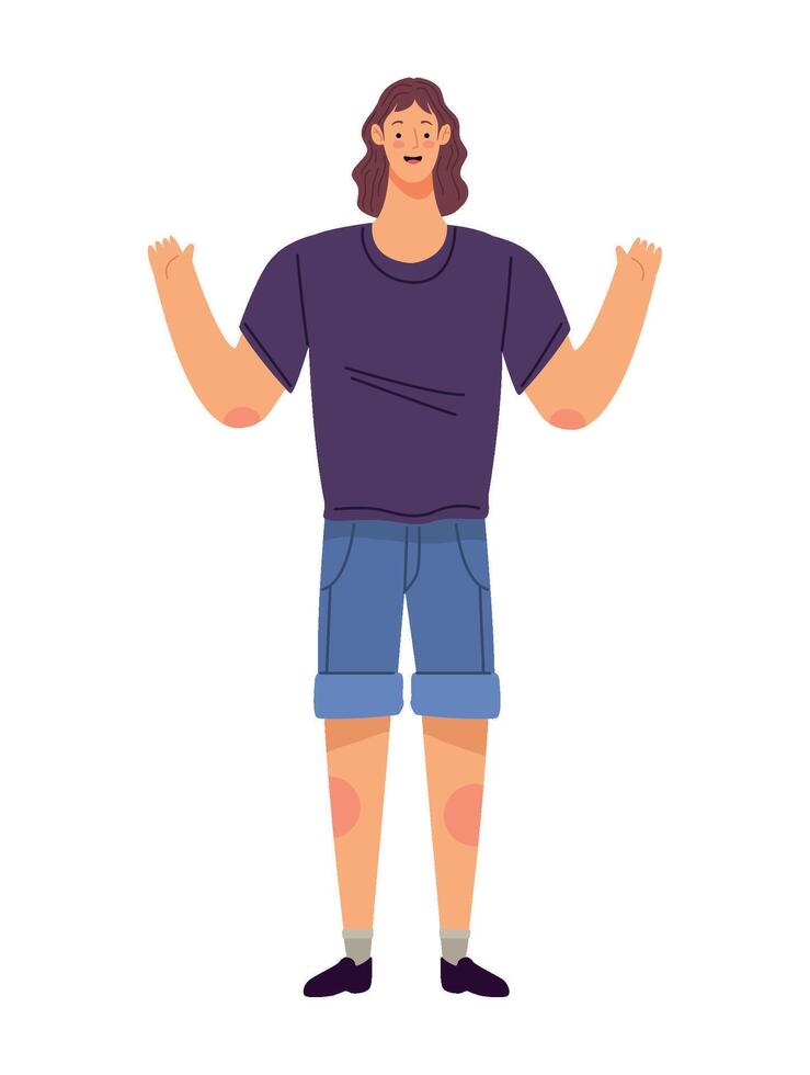 A man with his arms outstretched in a cartoon style vector