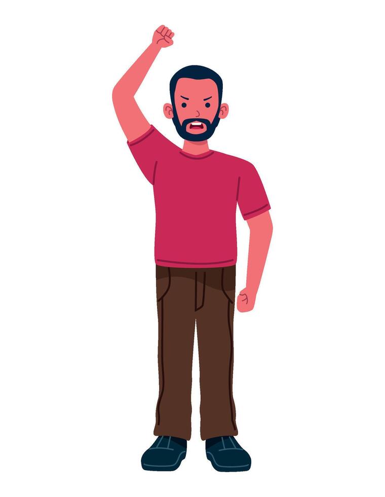 A man with a beard and a pink shirt vector