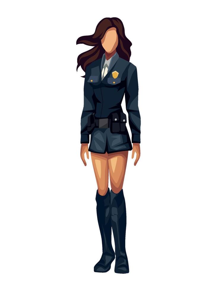 A cartoon female police officer standing in uniform vector