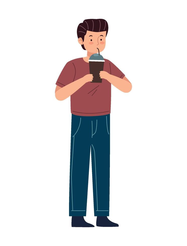 Man drinking coffee illustration vector