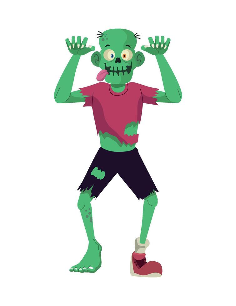 Zombie cartoon character, halloween character, cartoon illustration isolated on white background vector