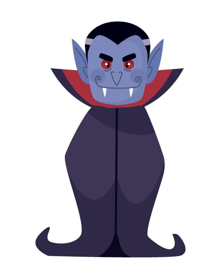 A cartoon vampire with red eyes and black hair vector