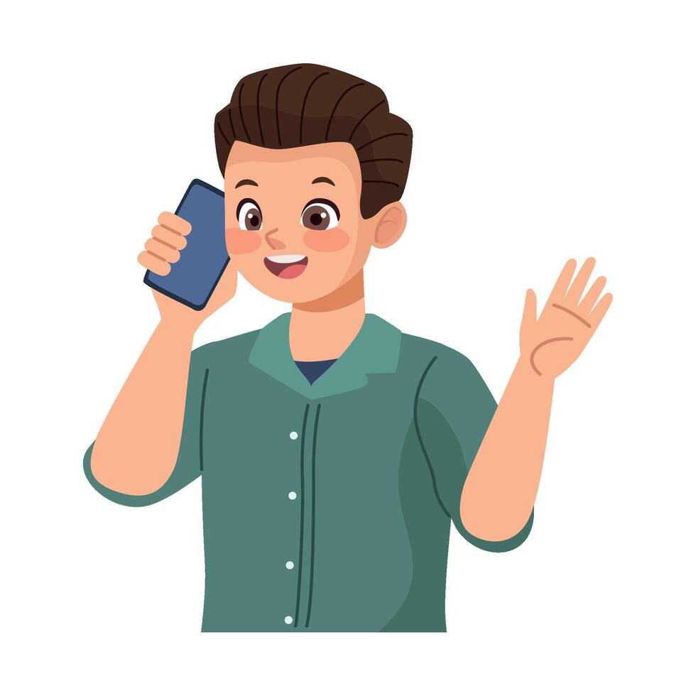 A man talking on the phone and waving vector