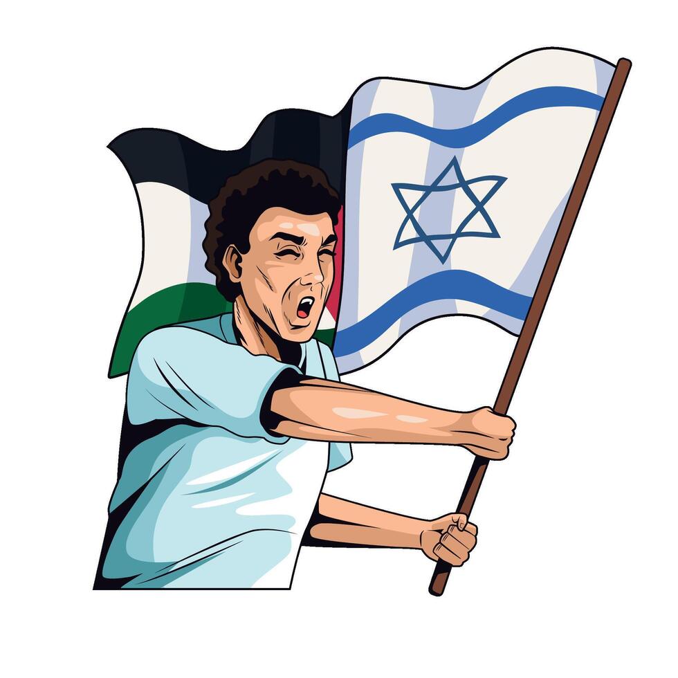 Israeli flag and palestine flag vector
