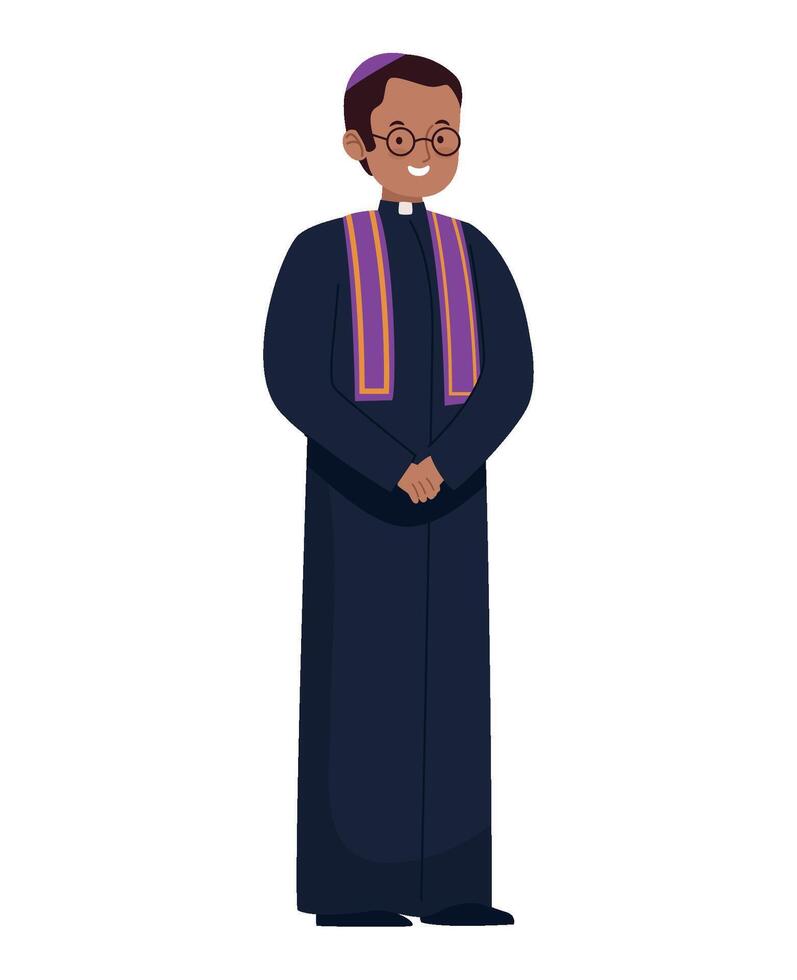 A cartoon priest standing with his hands folded vector