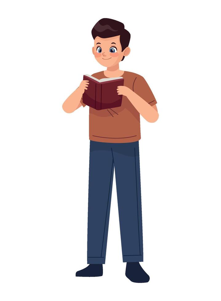 A man is reading a book in a flat style vector
