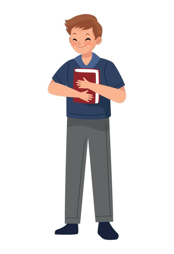 A boy holding a book in his hands vector