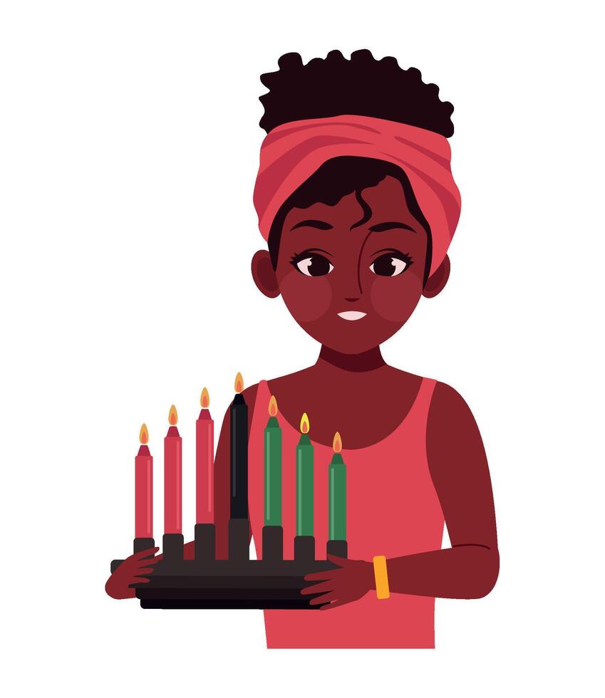 An african woman holding a tray of candles vector