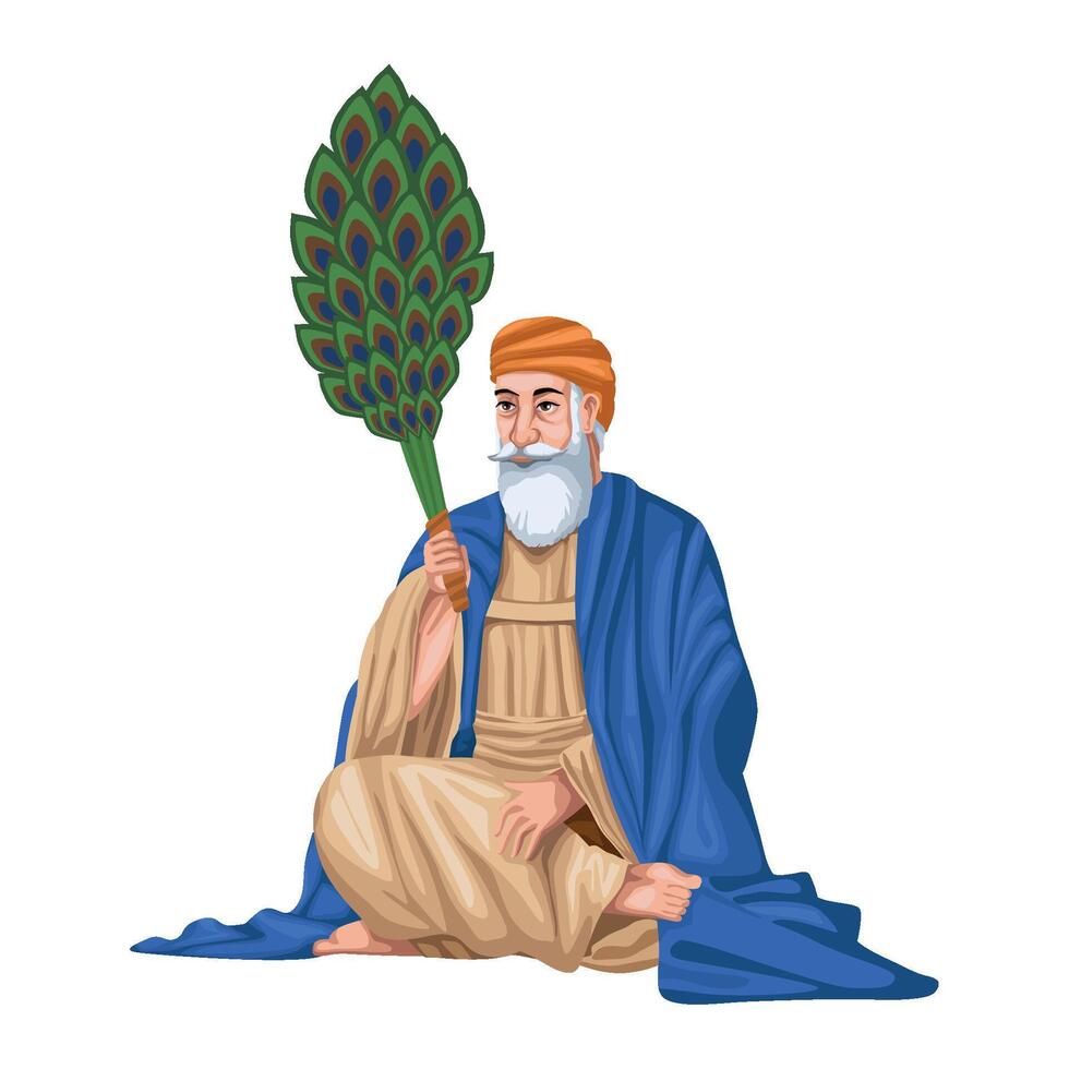 An old man with a green leaf in his hand vector