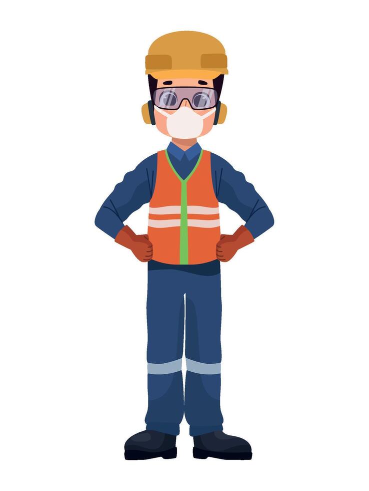 A cartoon man in a safety vest and glasses vector
