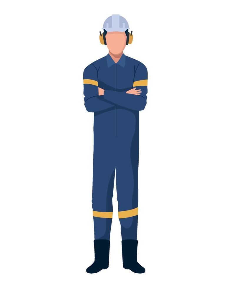 An illustration of a man in a blue coverall vector