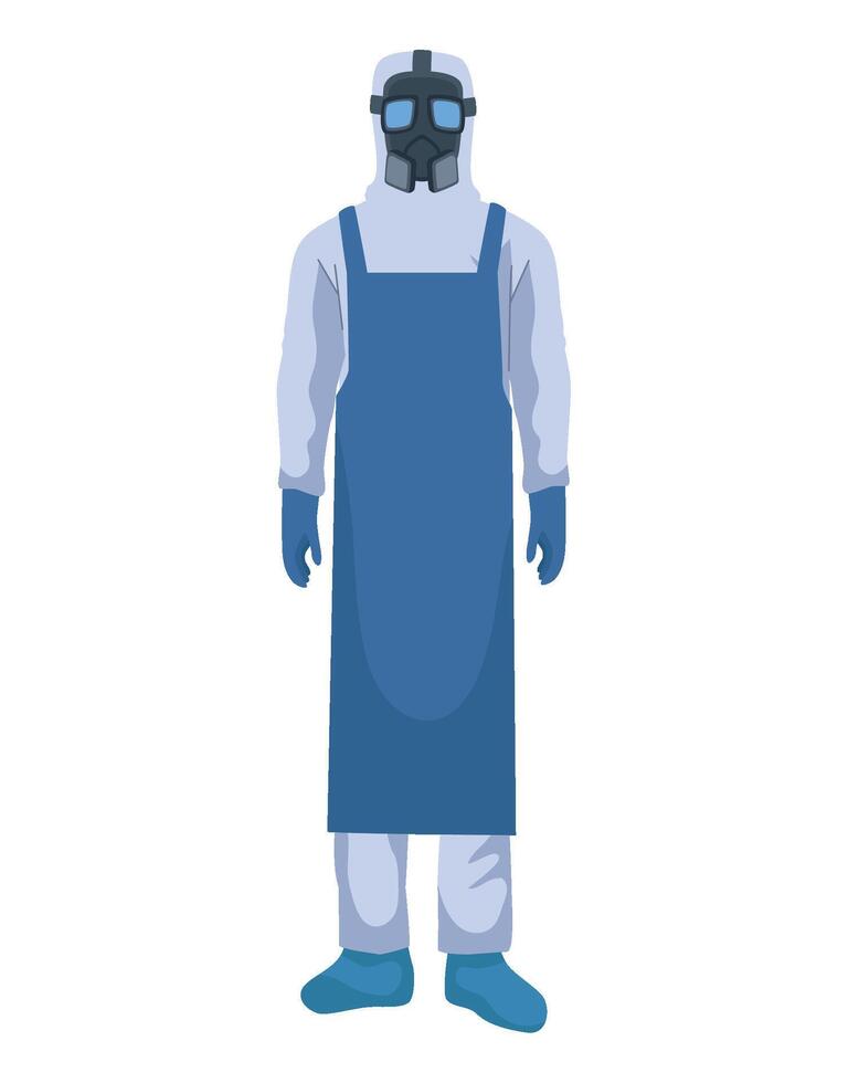 A man in a gas mask and overalls vector