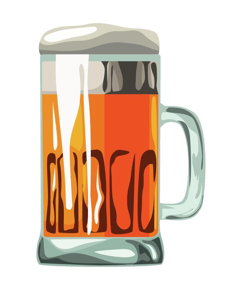 A beer mug with a glass of beer on a white background vector