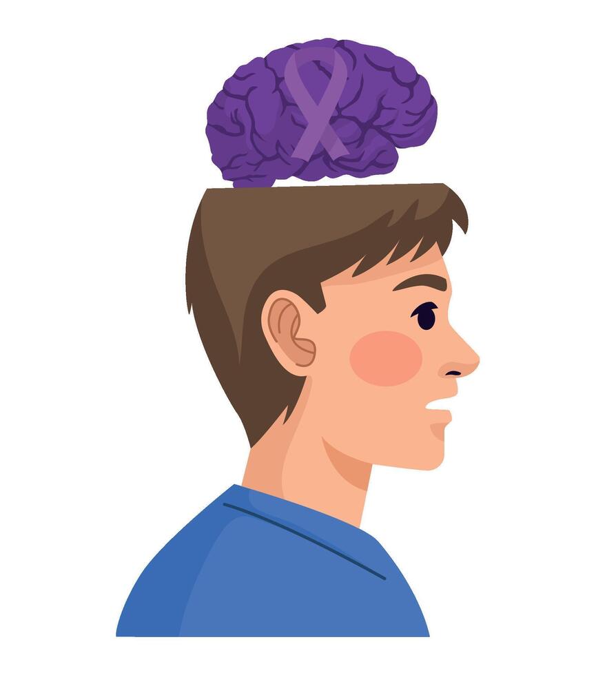 A man with purple ribbon on his head vector