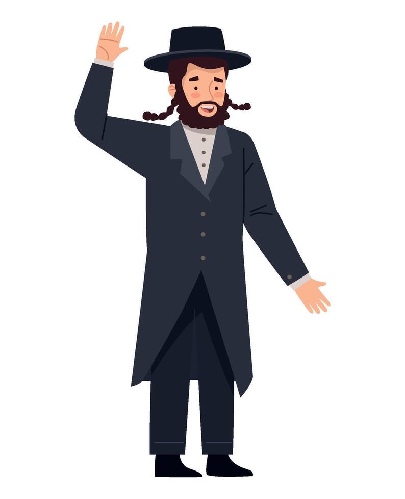 Jewish man in a suit waving his hand vector