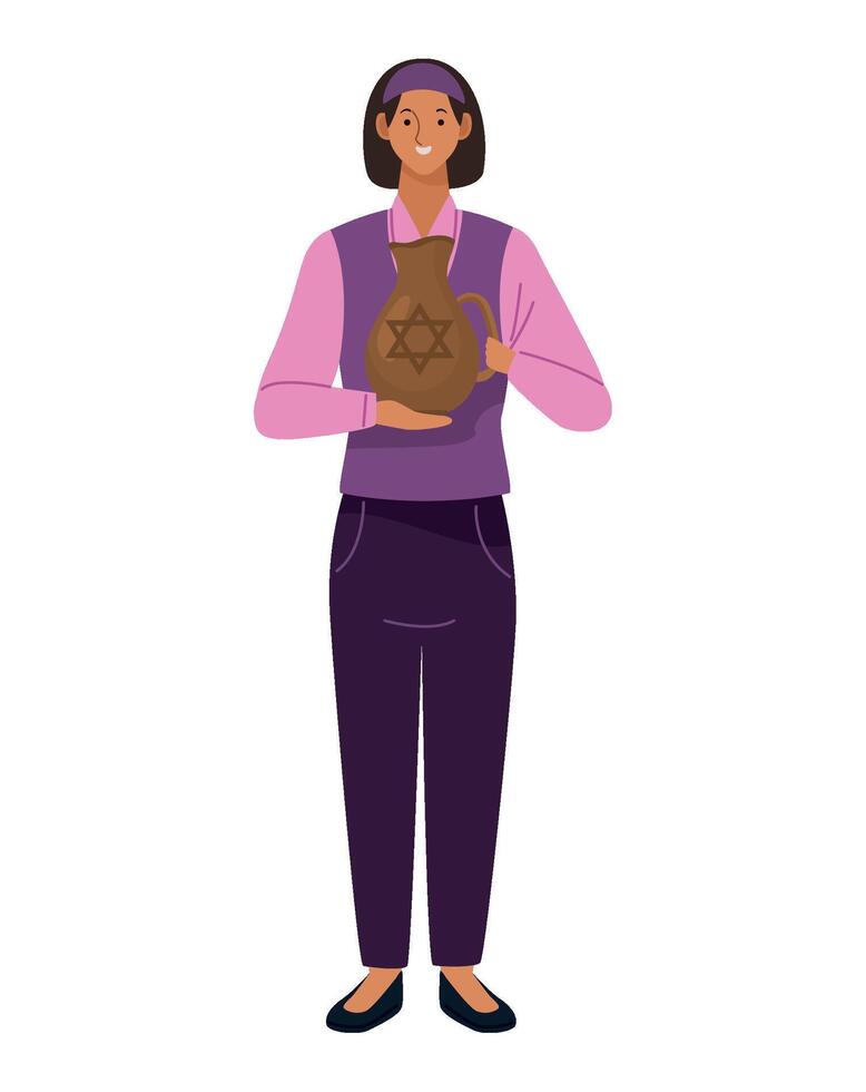 A woman holding a bag of money vector