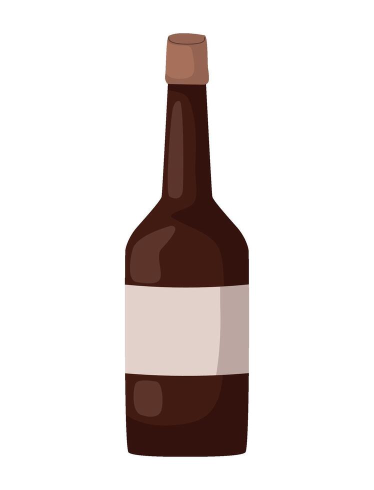 A brown bottle of alcohol on a white background vector