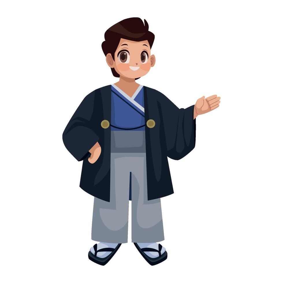 A cartoon boy in traditional clothing vector