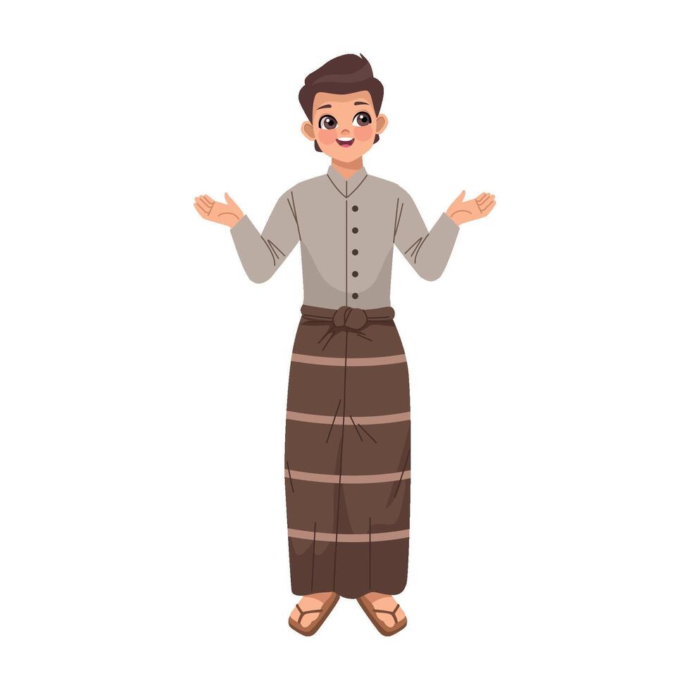 A man in a traditional thai outfit vector