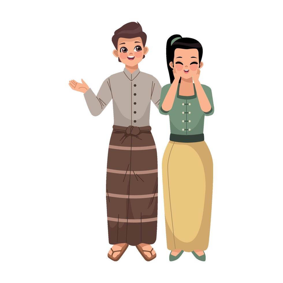 A man and woman in traditional clothing vector