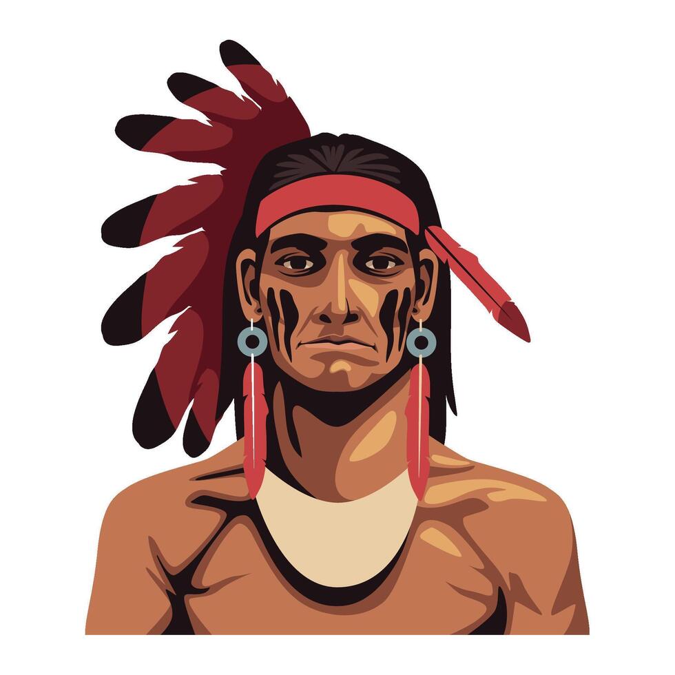 An illustration of an indian man wearing a headdress vector