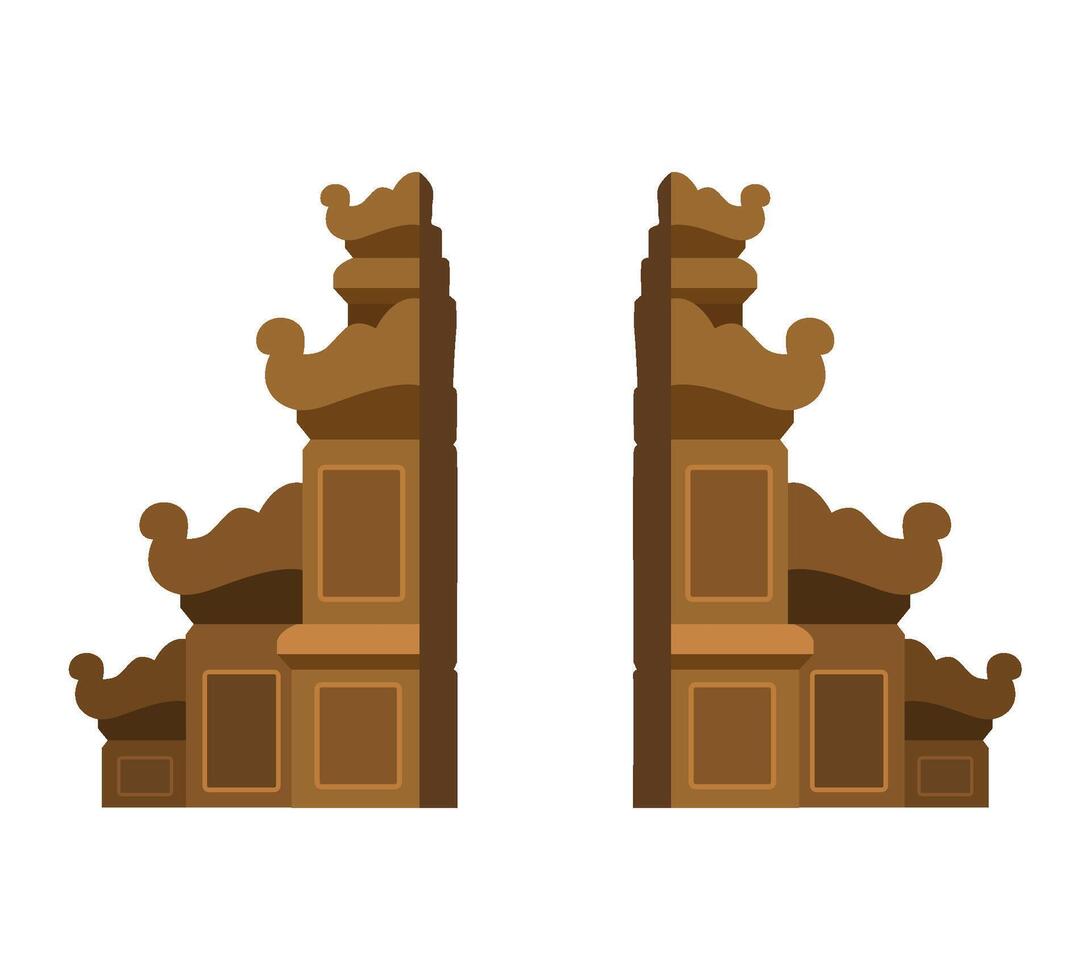 Two wooden columns with ornate designs vector