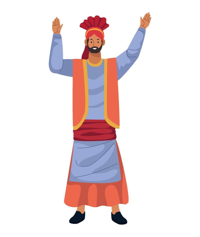 An illustration of a man in traditional clothing vector