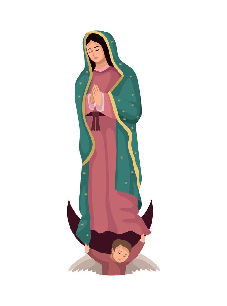 The virgin mary is standing on a white background vector