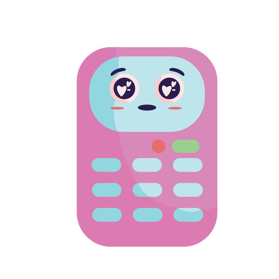 A cartoon phone with eyes and a heart vector