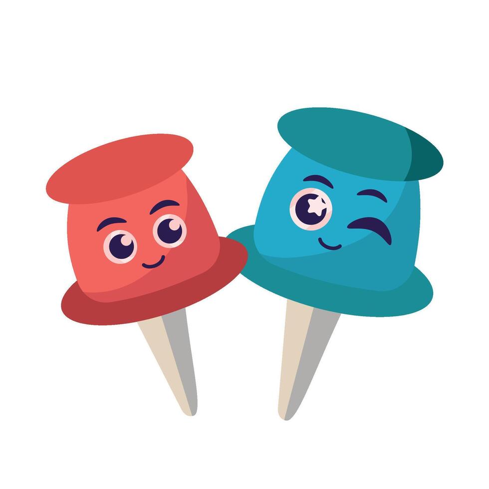 Two colorful ice cream cones with faces on them vector