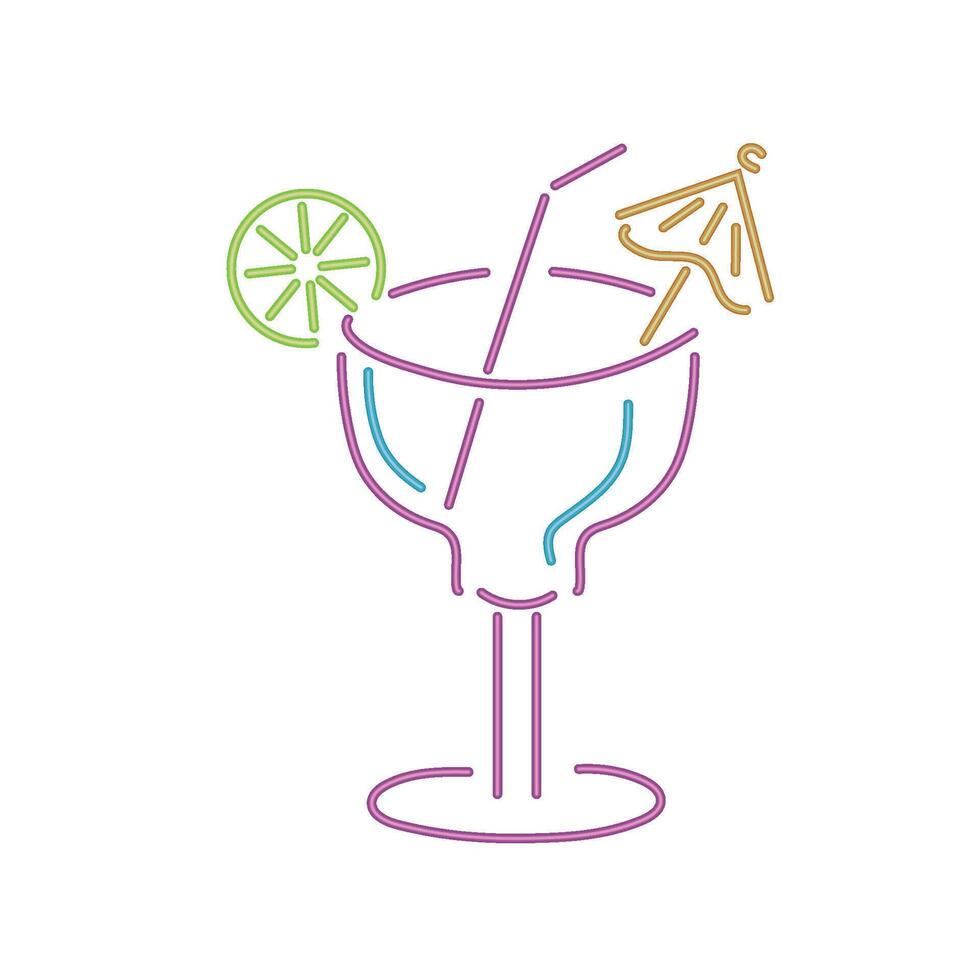 A colorful drink with a straw and umbrella vector