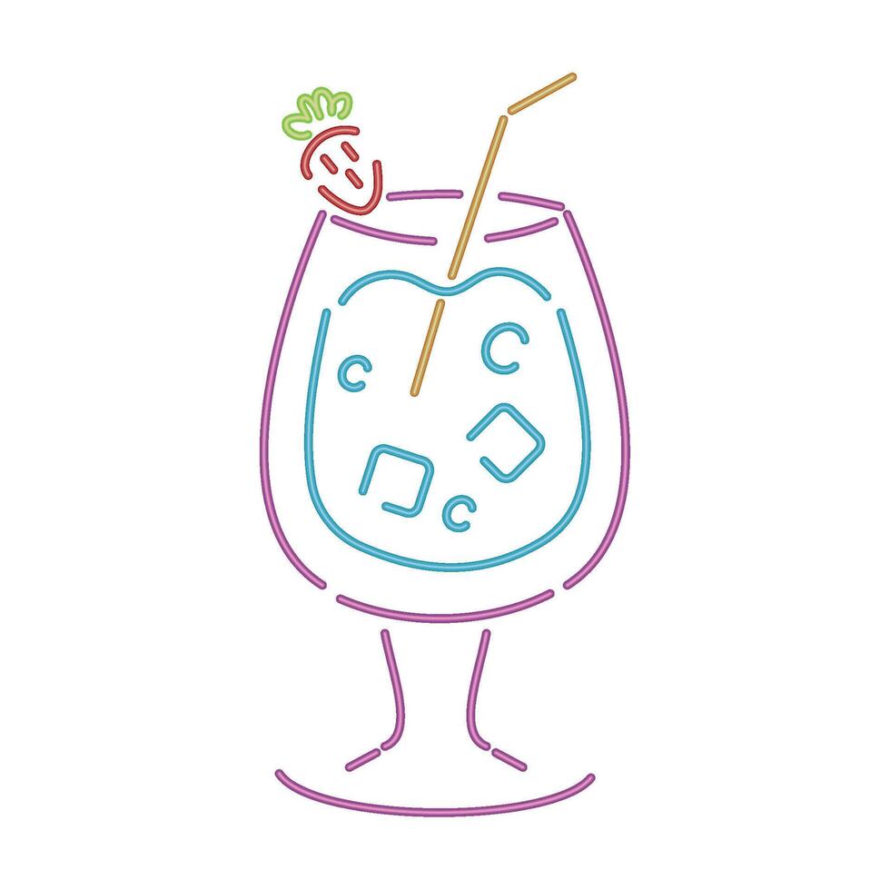 A drink with a straw and strawberry on it vector