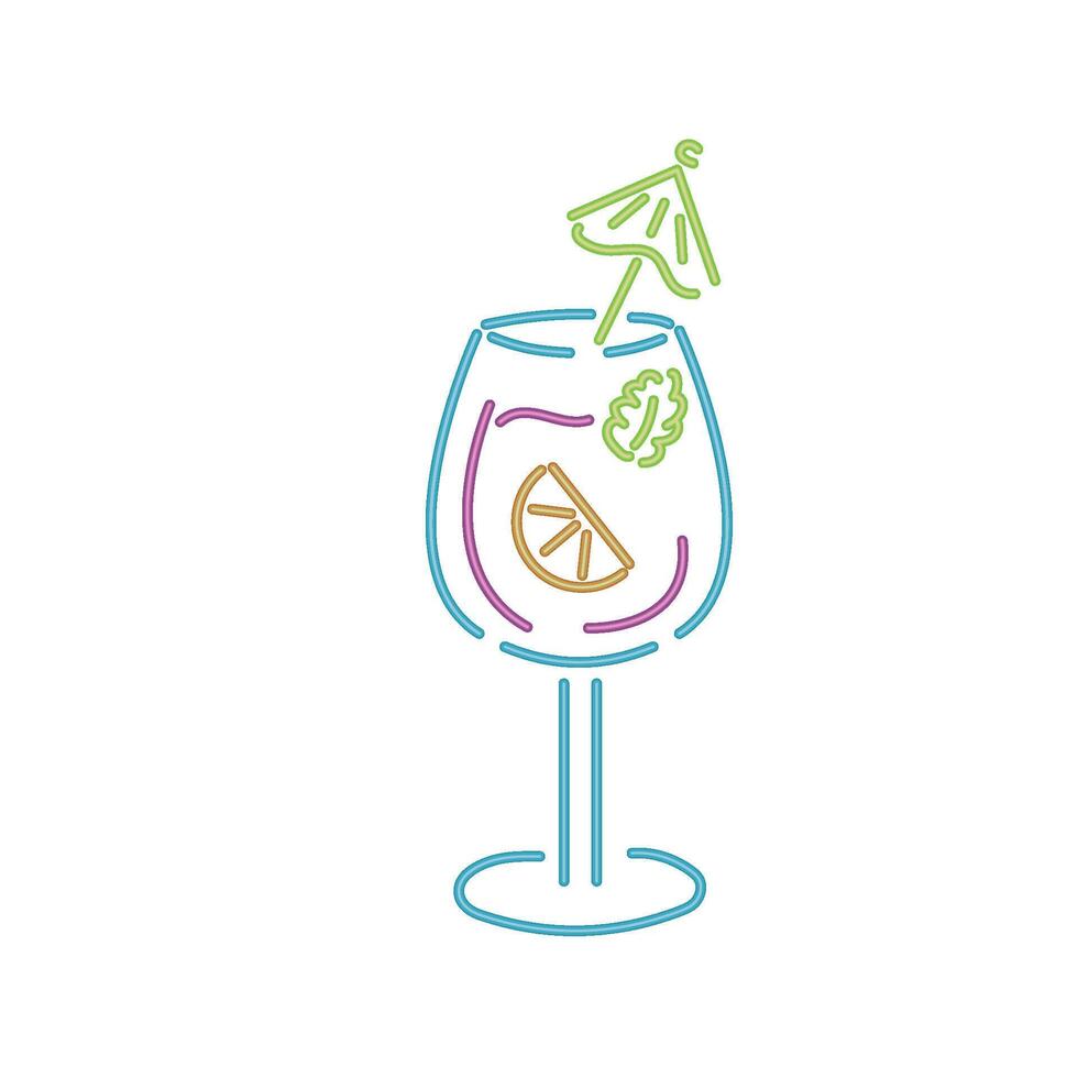 A drink with a lemon slice and umbrella on a white background vector