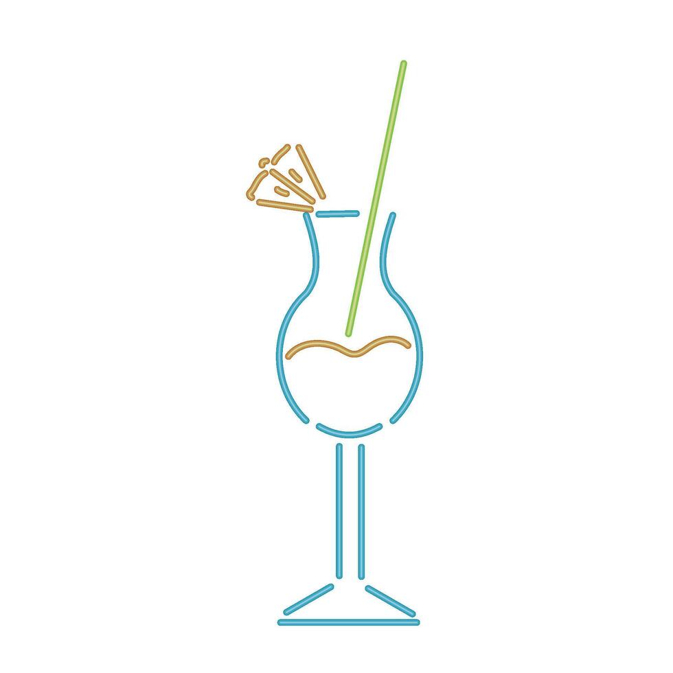 A cocktail with a straw and a straw vector