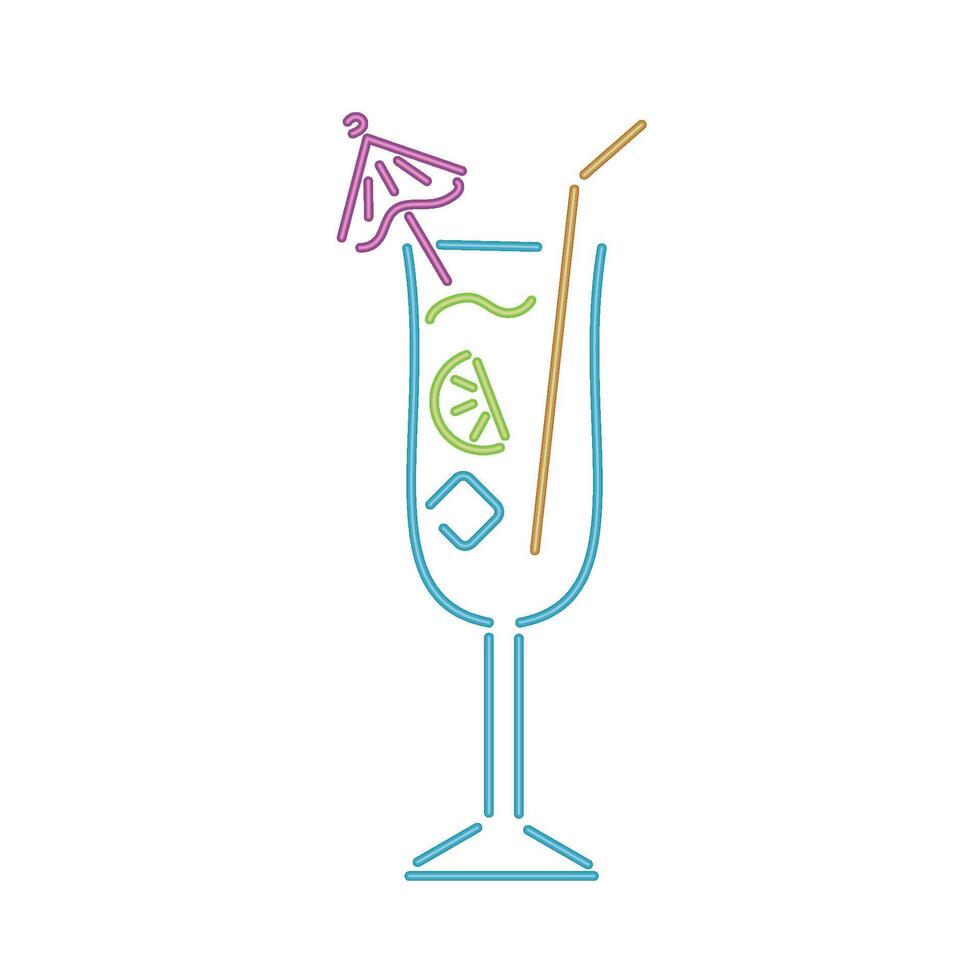 A drink with a straw and umbrella on a white background vector