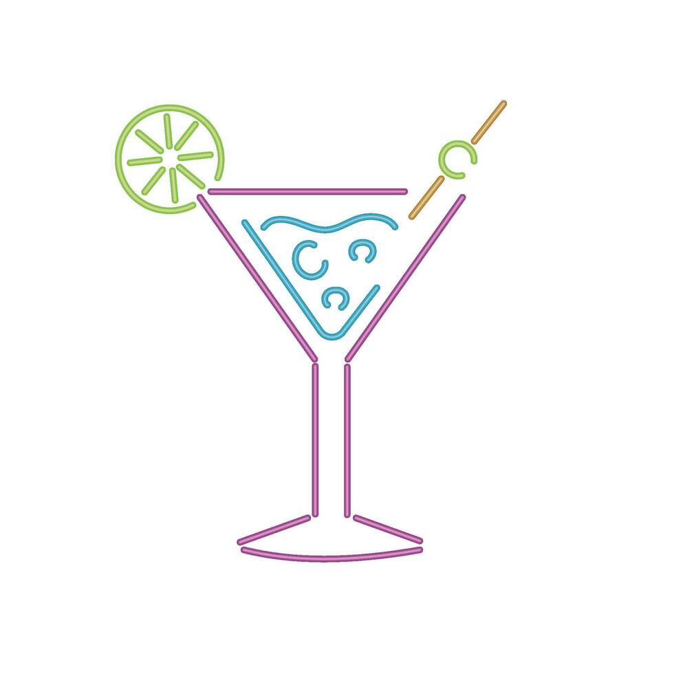 A martini with a lime slice in it vector