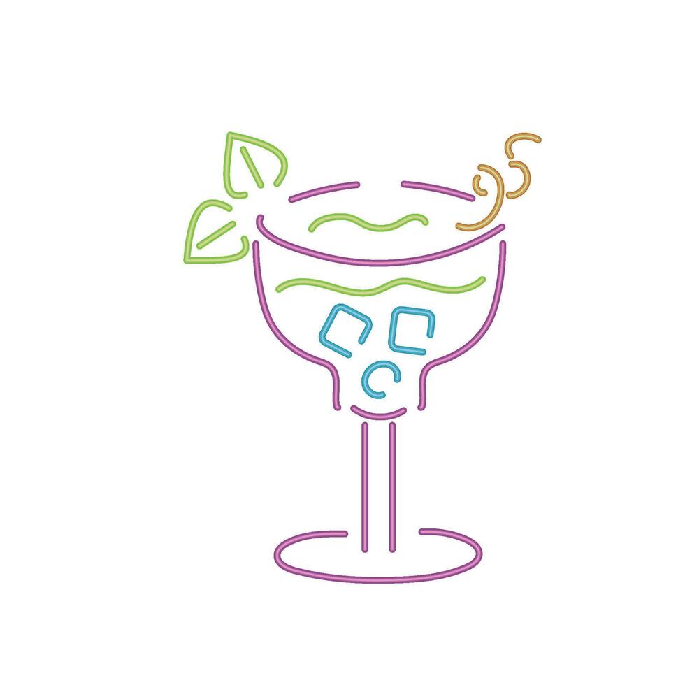 A cocktail with ice and a leaf on top vector