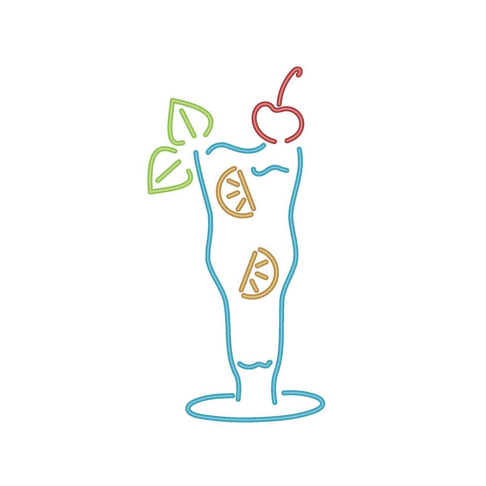 A colorful drink with a cherry on top vector