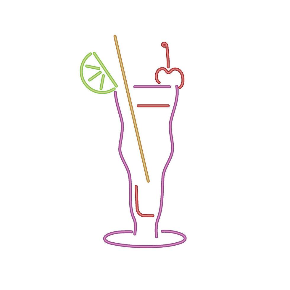 A drink with a straw and a slice of lime vector