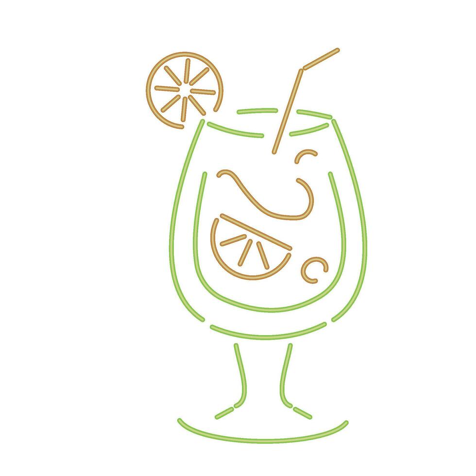 A drink with a slice of lemon and a straw vector