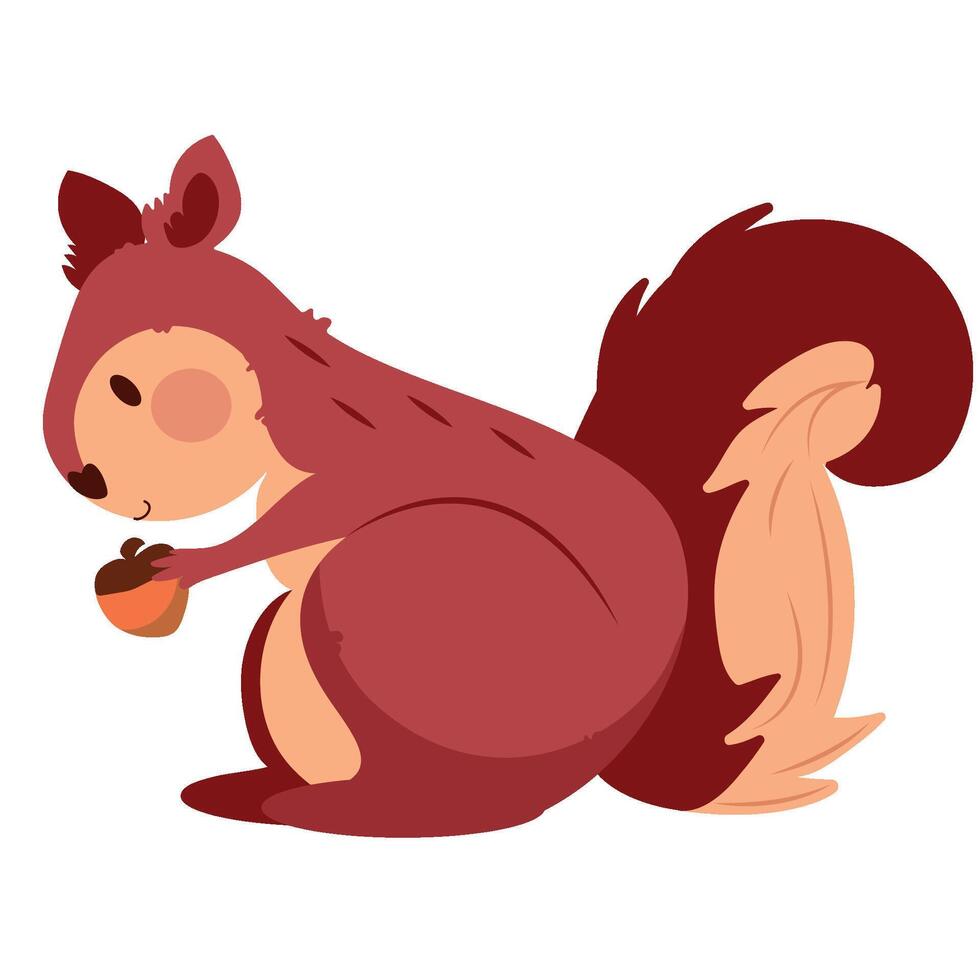 A cartoon squirrel eating a nut vector