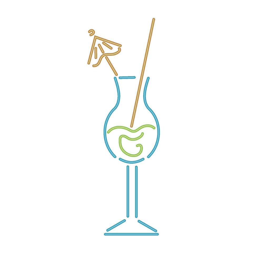 A drink with a straw and umbrella in it vector