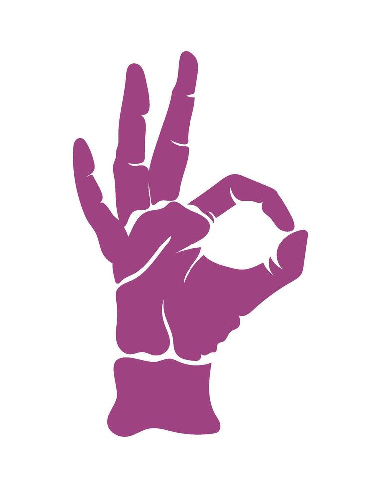 An ok sign with a hand in purple vector